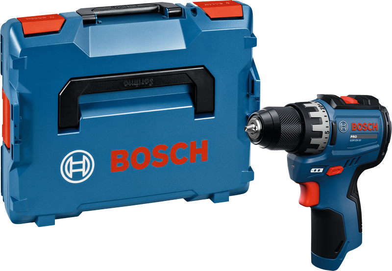 Bosch GSR12V-31 akku-boremaskine med hård kuffert.